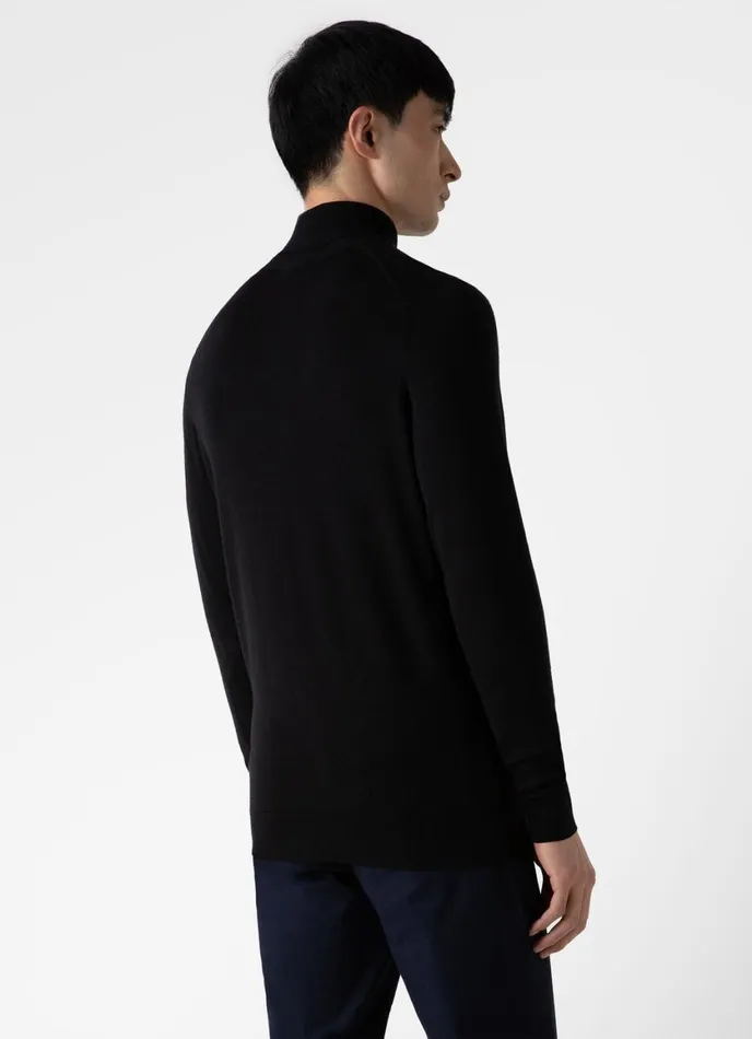 ExtraFine Merino Roll Neck Black Men SUNSPEL Knitwear