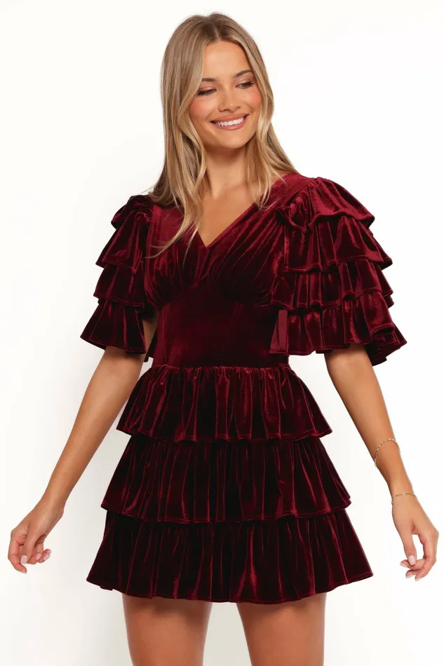 Fall Dresses Agnes Mini Dress Wine Petal and Pup Women