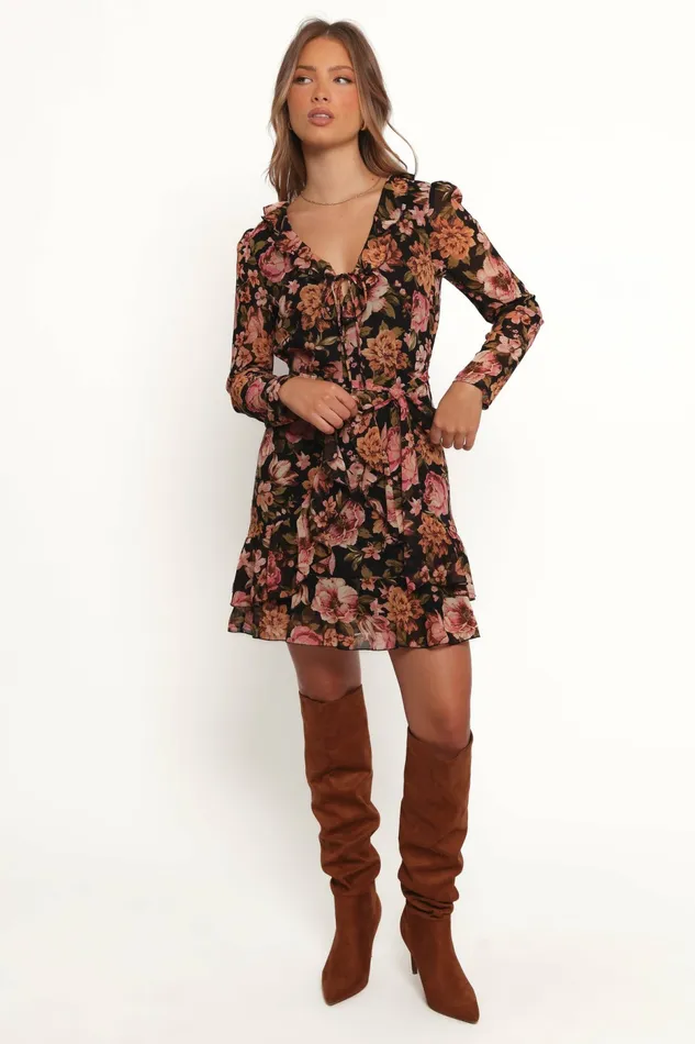 Fall Dresses Alyssia Mini Dress Floral Petal and Pup Women