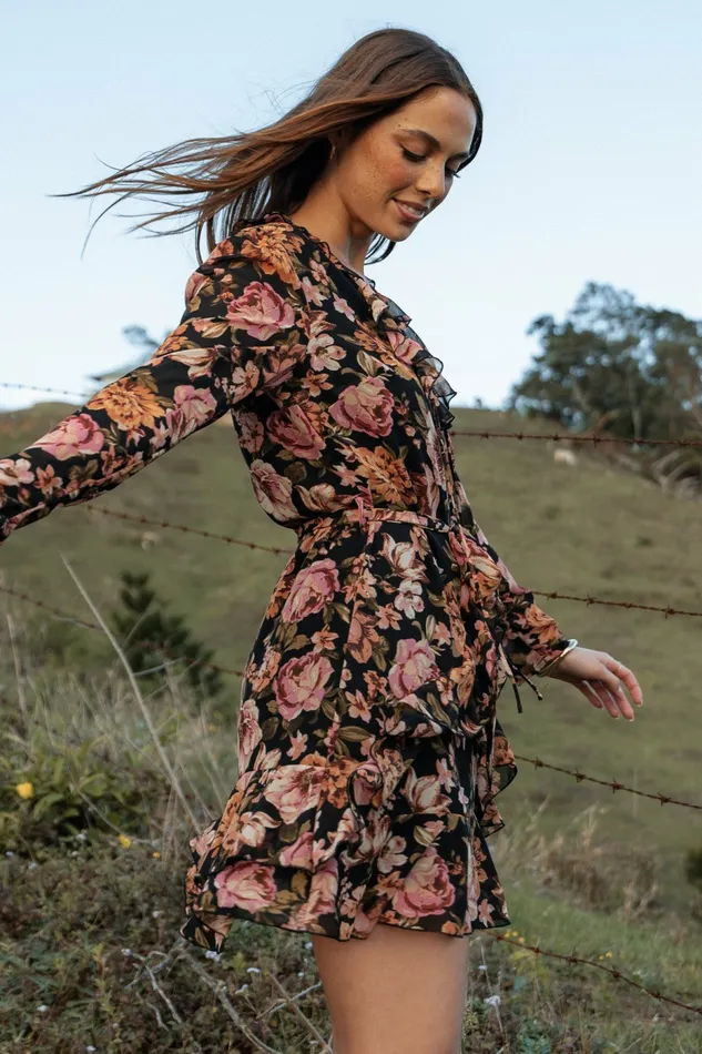 Fall Dresses Alyssia Mini Dress Floral Petal and Pup Women