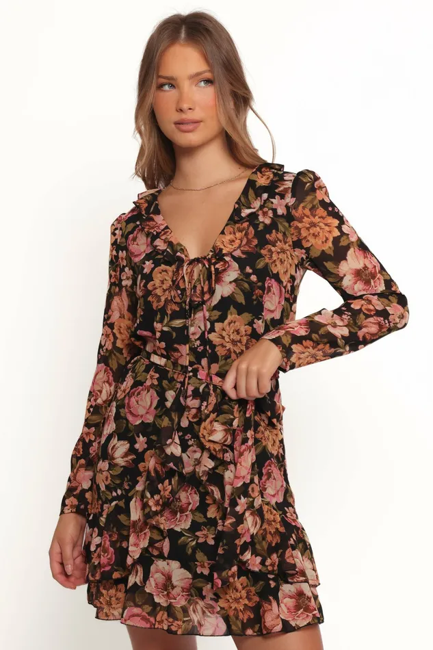 Fall Dresses Alyssia Mini Dress Floral Petal and Pup Women