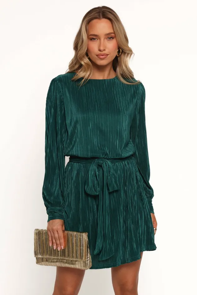 Fall Dresses Petal and Pup Women Joy Plisse Mini Dress Dark Jade