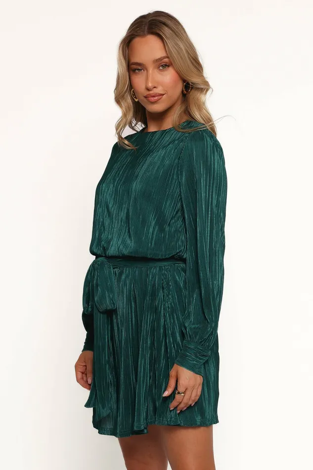Fall Dresses Petal and Pup Women Joy Plisse Mini Dress Dark Jade