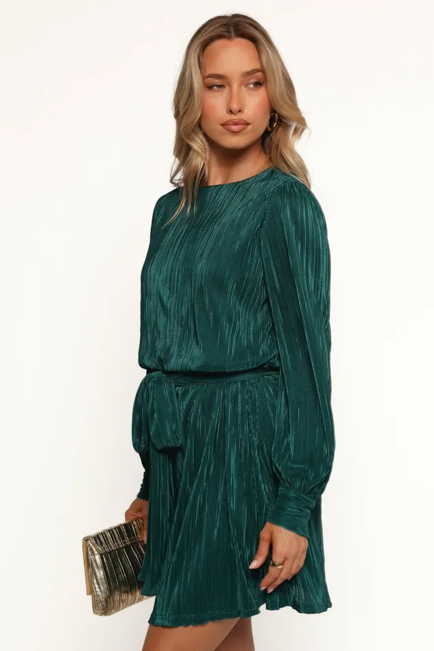 Fall Dresses Petal and Pup Women Joy Plisse Mini Dress Dark Jade