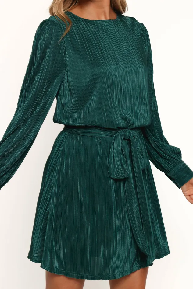 Fall Dresses Petal and Pup Women Joy Plisse Mini Dress Dark Jade