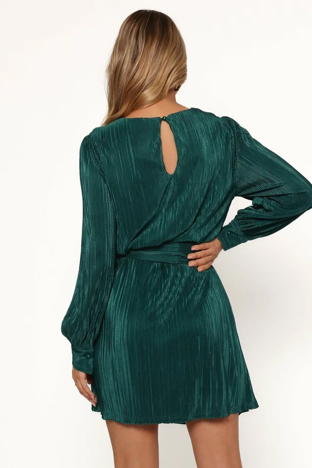 Fall Dresses Petal and Pup Women Joy Plisse Mini Dress Dark Jade