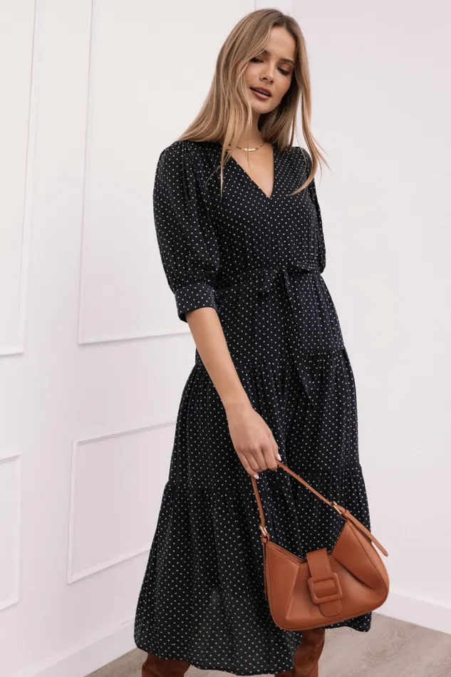 Fall Dresses Petal and Pup Women Moscow Midi Dress Black Polka Dot