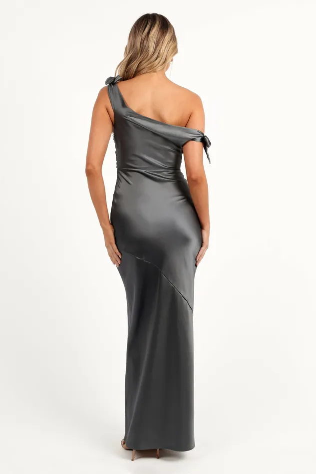 Fall Dresses Petal and Pup Women Selma Off Shoulder Maxi Dress Steel Gray