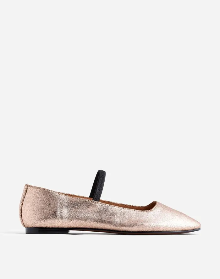 Flats and Loafers Women Madewell The Greta Ballet Flat Rose Gold Metallic