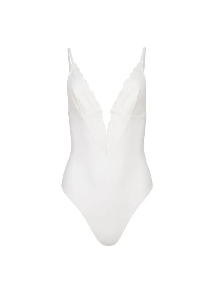 Fleur Du Mal Bodysuits Charlotte 3Way Bodysuit Ivory 8211 Women