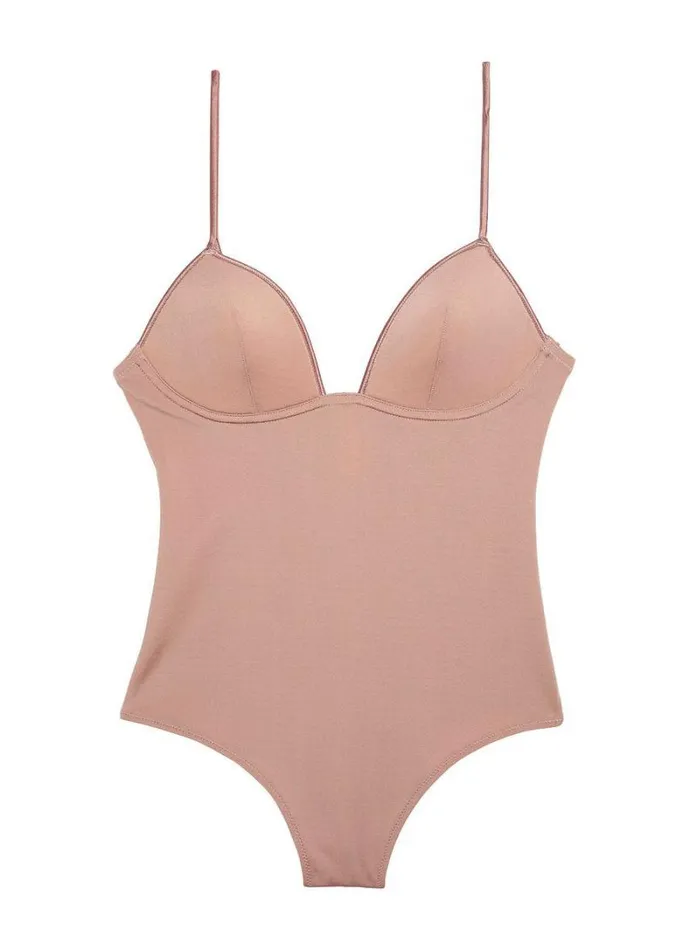 Fleur Du Mal Bodysuits Cupped Nonwire Bodysuit Tan 8211 Women