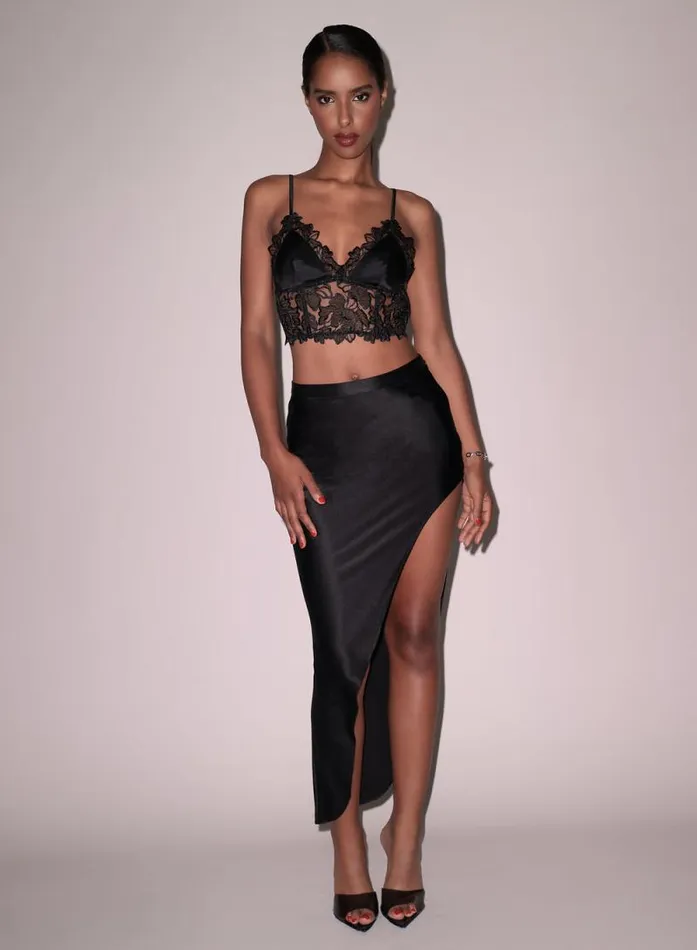 Fleur Du Mal Bralettes and Wireless Bras Whitney Embroidery Longline Triangle Bra Black 8211 Women