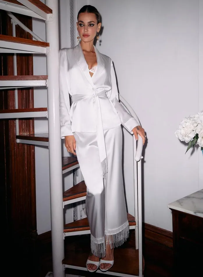 Fleur Du Mal Bridal Bianca Smoking Jacket Ivory 8211 Women