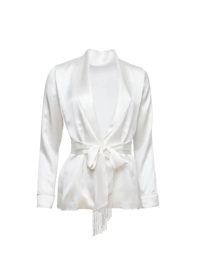 Fleur Du Mal Bridal Bianca Smoking Jacket Ivory 8211 Women