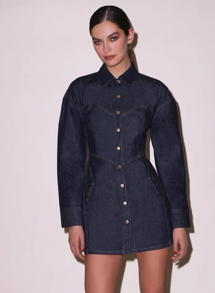 Fleur Du Mal Dresses Denim Shirt Dress Indigo Denim 8211 Women