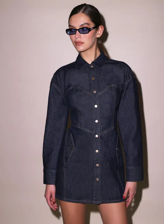 Fleur Du Mal Dresses Denim Shirt Dress Indigo Denim 8211 Women