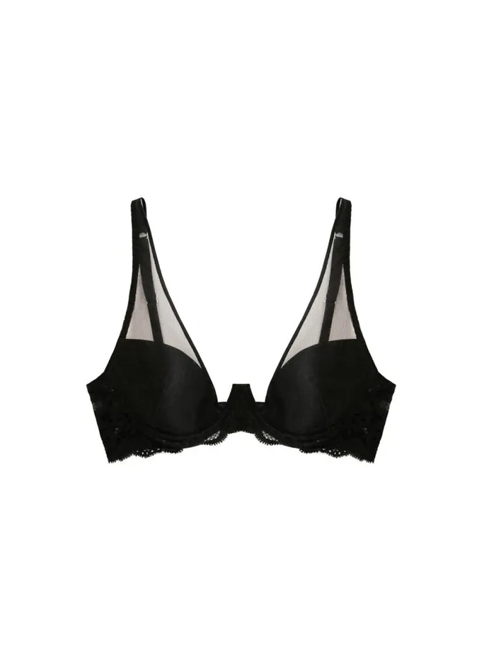 Fleur Du Mal Essentials Bras Charlotte Sheer Overlay Demi Bra Black 8211 Women Fleur Du Mal Essentials Bras Charlotte Sheer Overlay Demi Bra Black 8211 Women