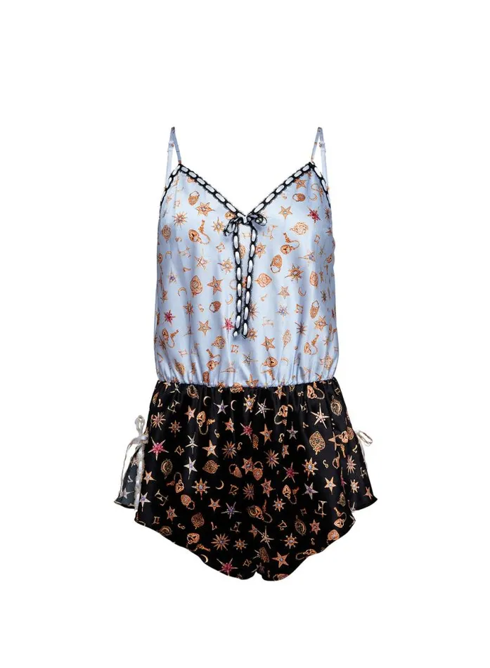Fleur Du Mal Loungewear Ribbon Silk Teddy Charm Print 8211 Women
