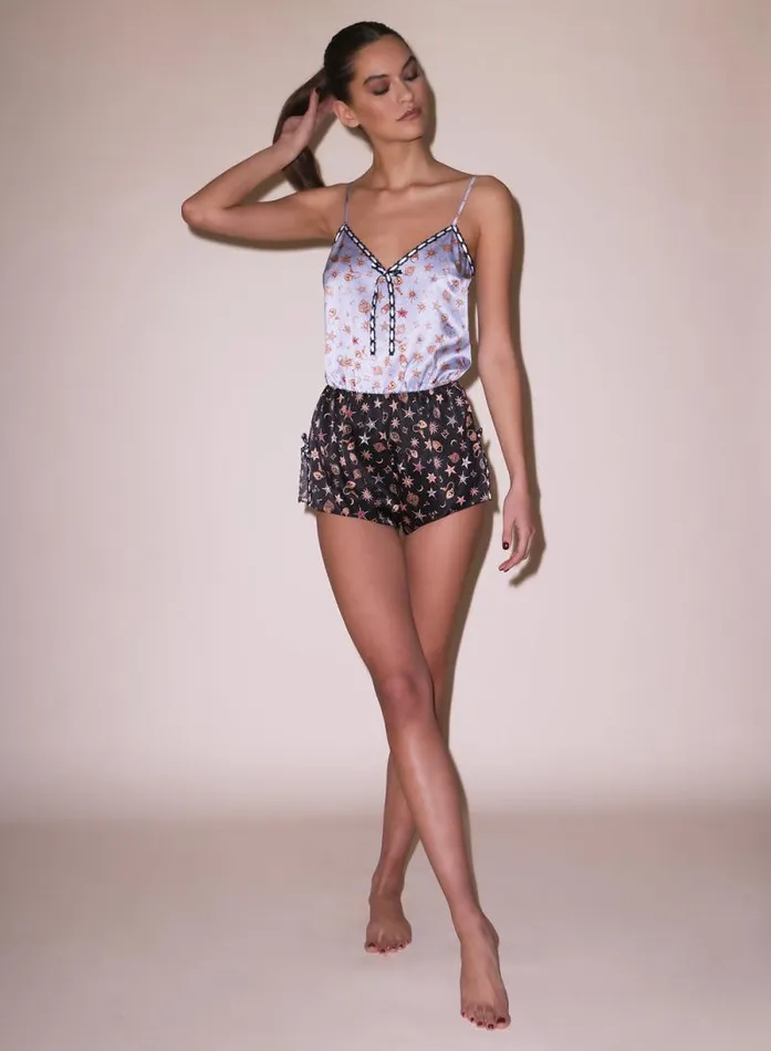Fleur Du Mal Loungewear Ribbon Silk Teddy Charm Print 8211 Women