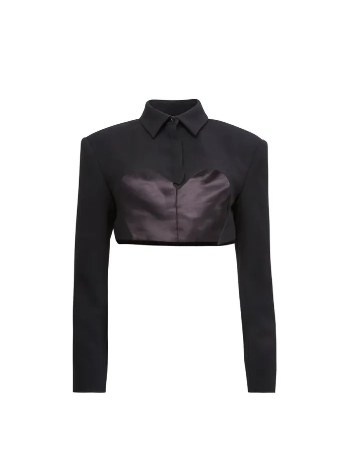 Fleur Du Mal Outerwear Cropped Blazer Black 8211 Women Fleur Du Mal Outerwear Cropped Blazer Black 8211 Women
