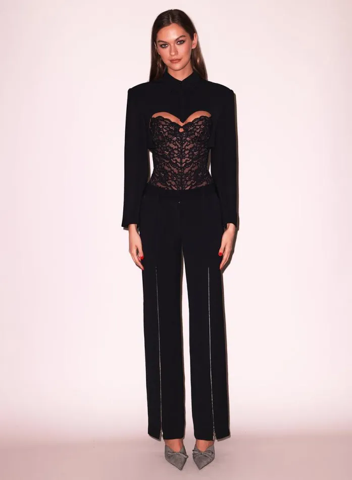 Fleur Du Mal Outerwear Cropped Blazer Black 8211 Women Fleur Du Mal Outerwear Cropped Blazer Black 8211 Women