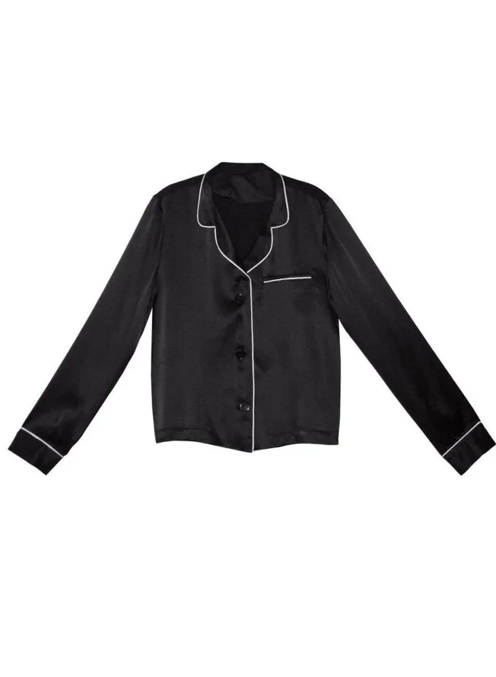 Fleur Du Mal Sleepwear Fleur PJ Top Black 8211 Women Fleur Du Mal Sleepwear Fleur PJ Top Black 8211 Women