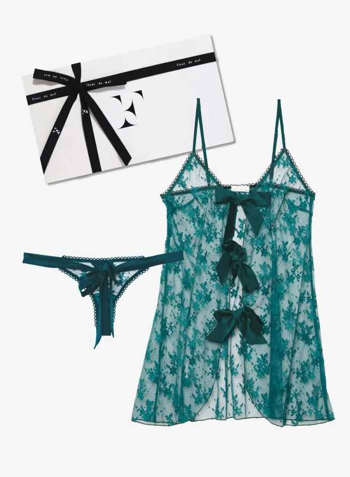 Fleur Du Mal Thongs Untie Me Gift Set Crystal Teal 8211 Women