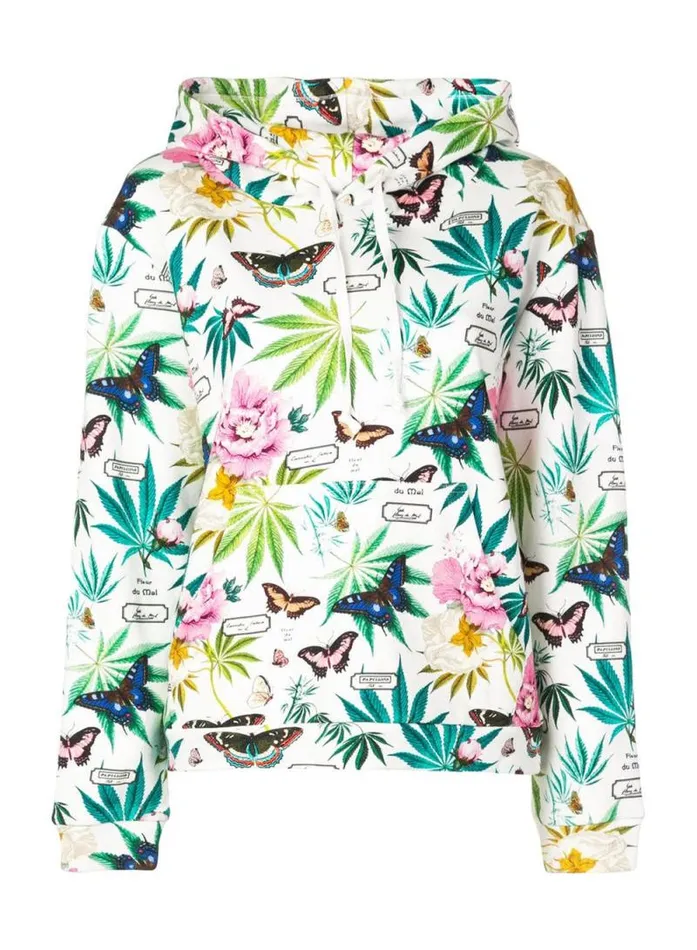 Fleur Du Mal Tops Botanical Hoodie Papillon White 8211 Women Fleur Du Mal Tops Botanical Hoodie Papillon White 8211 Women