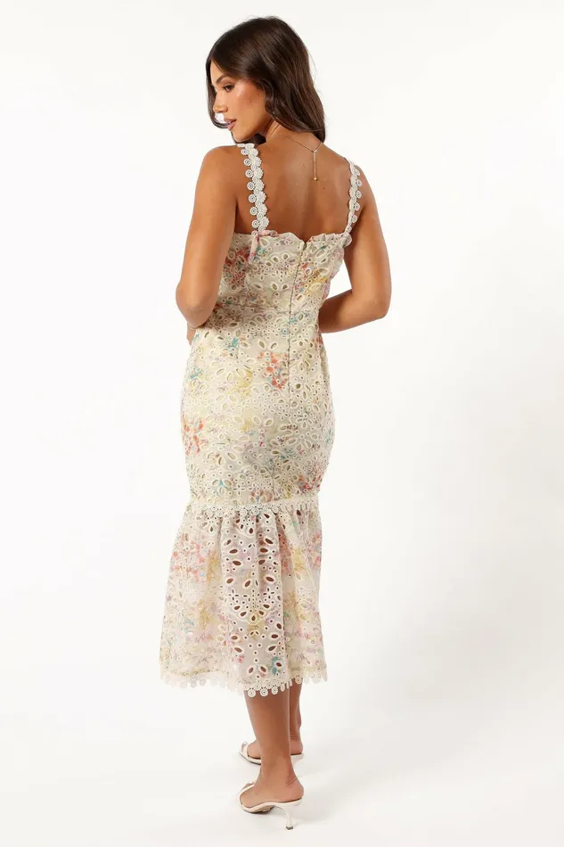 Floral Dresses Isla Floral Midi Dress Lime Multi Petal and Pup Women