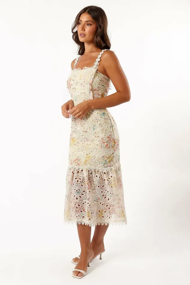 Floral Dresses Isla Floral Midi Dress Lime Multi Petal and Pup Women