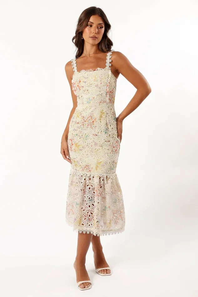 Floral Dresses Isla Floral Midi Dress Lime Multi Petal and Pup Women