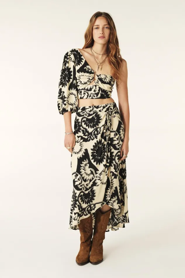 Floral Top Fib Black Women Baandsh Tops and Shirts