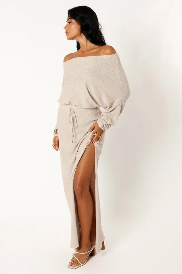Florida Maxi Dress Sand Women Sweater Dresses Petal and Pup