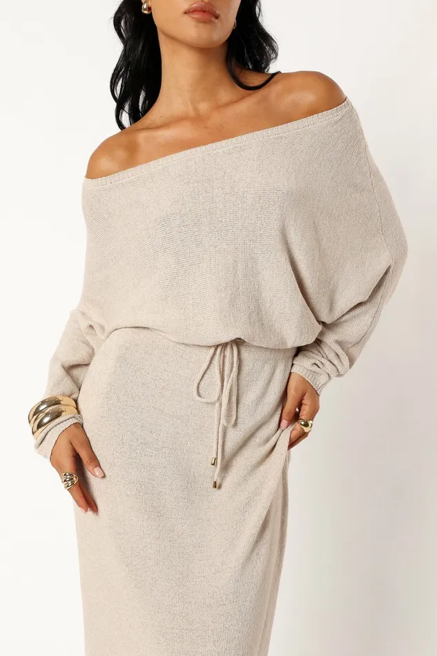 Florida Maxi Dress Sand Women Sweater Dresses Petal and Pup