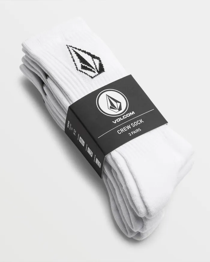Full Stone Sock 3 Pack 8211 White Mens Volcom Socks