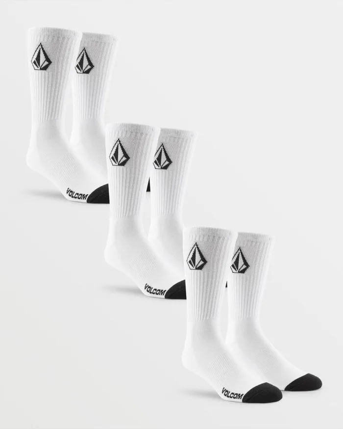 Full Stone Sock 3 Pack 8211 White Mens Volcom Socks