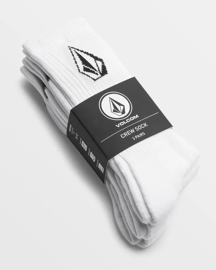 Full Stone Sock 3 Pack 8211 White Mens Volcom Socks