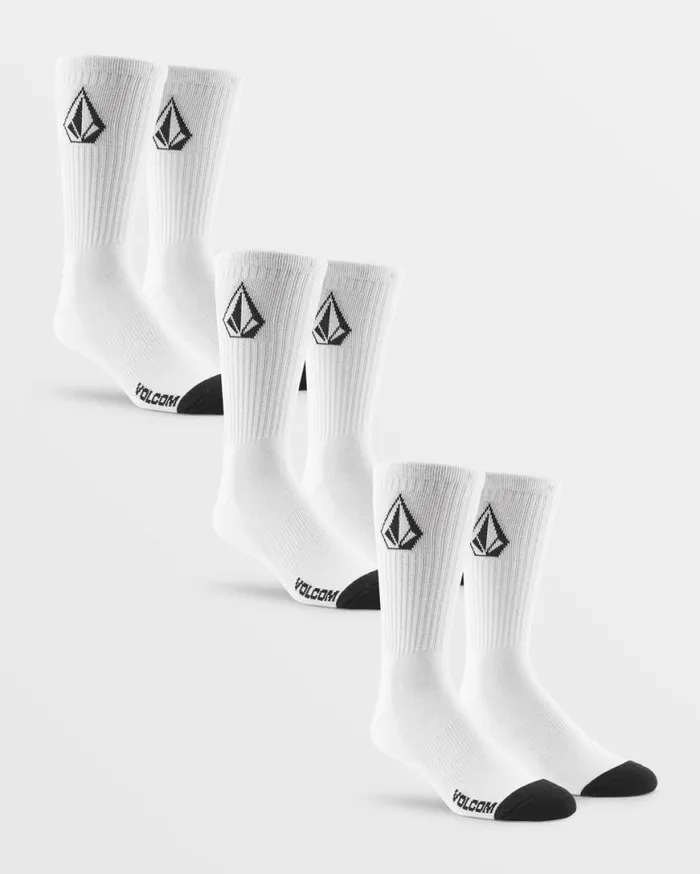 Full Stone Sock 3 Pack 8211 White Mens Volcom Socks