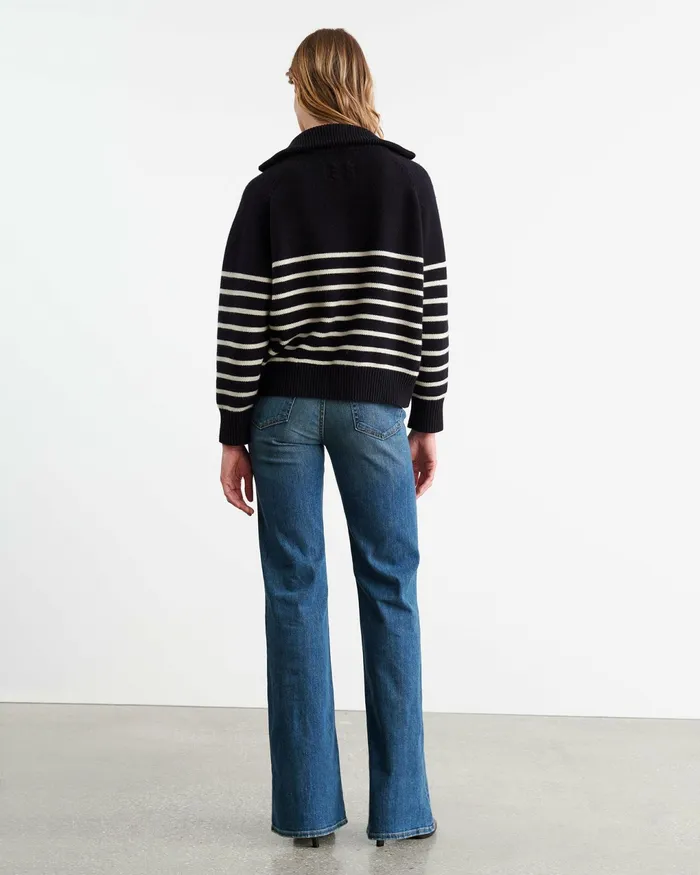 GANZE SWEATER Ivorydark Navy Stripe Women Nili Lotan Knits and Sweaters