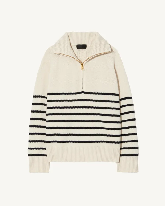 GANZE SWEATER Ivorydark Navy Stripe Women Nili Lotan Knits and Sweaters