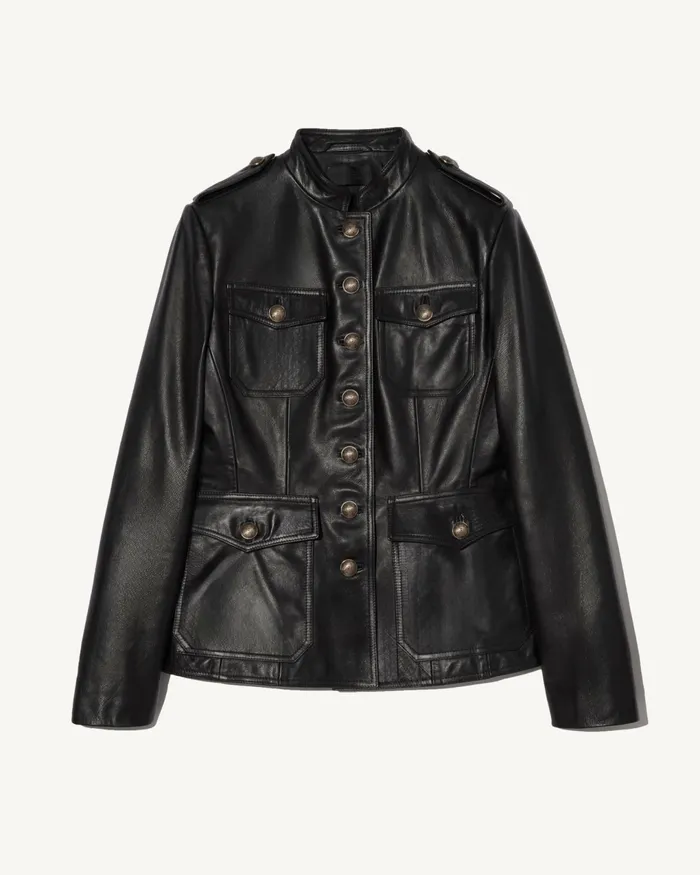 GERALDINE LEATHER JACKET Black Women Nili Lotan Coats and Outerwear