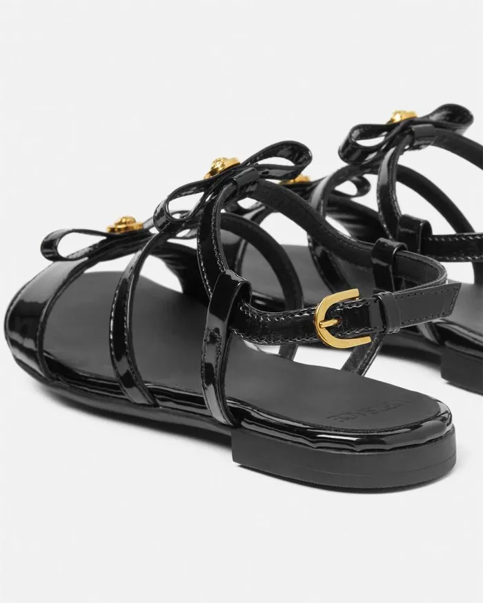 Gianni Ribbon Kids Sandals Blackgold Children Versace Shoes