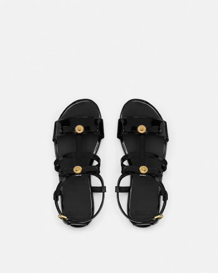 Gianni Ribbon Kids Sandals Blackgold Children Versace Shoes