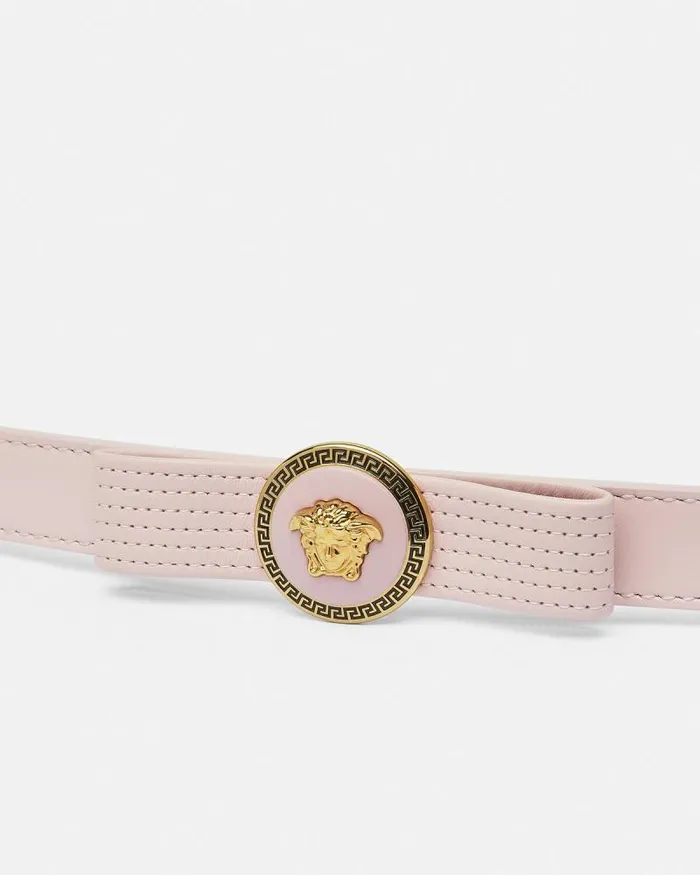 Gianni Ribbon Leather Belt 08034 2 Cm Light Pink Women Versace Belts