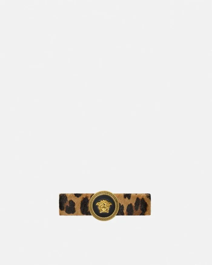 Gianni Ribbon Leopard Hair Clip Animalier Women Versace Hair Accessories