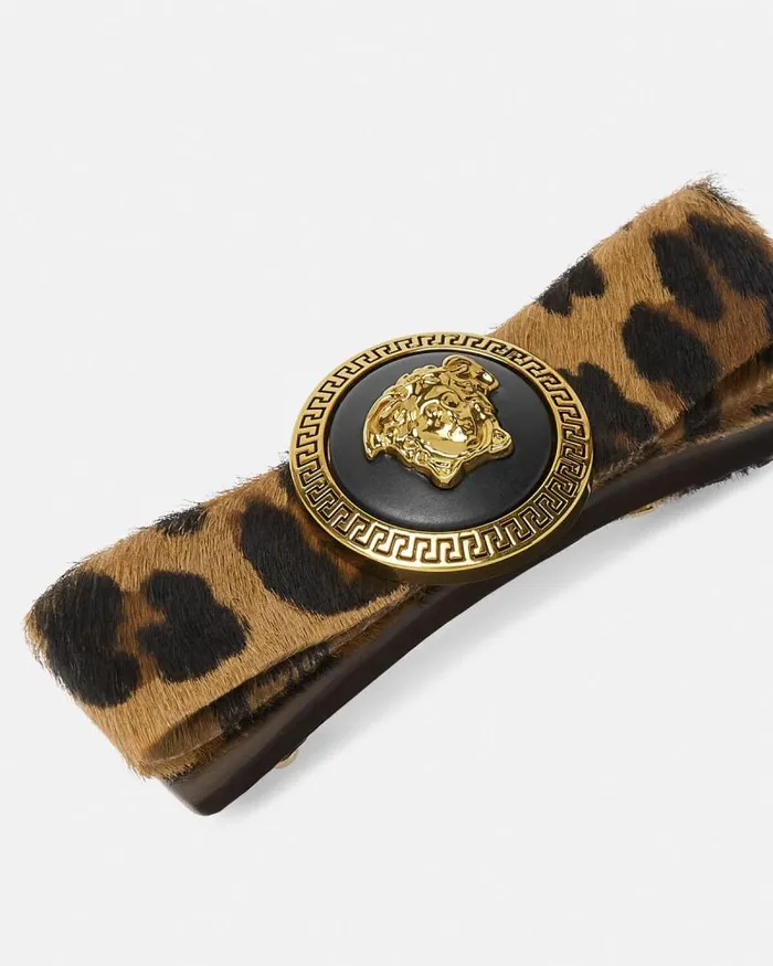 Gianni Ribbon Leopard Hair Clip Animalier Women Versace Hair Accessories