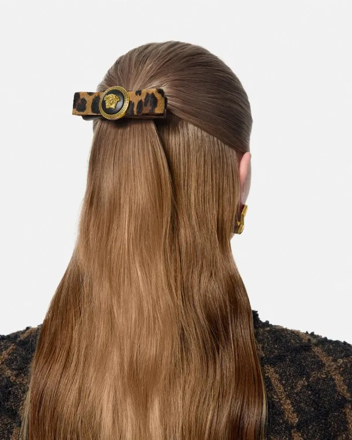 Gianni Ribbon Leopard Hair Clip Animalier Women Versace Hair Accessories