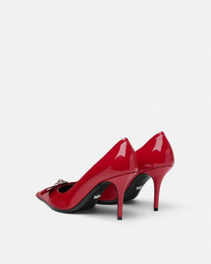 Gianni Ribbon Patent Pumps 85 Mm Red Women Versace Pumps and Slingbacks