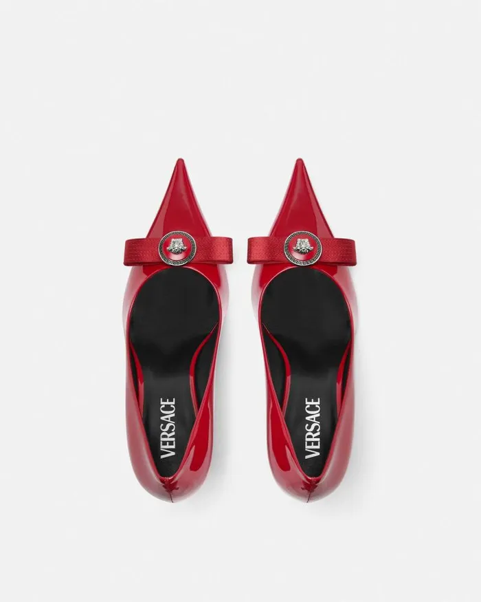 Gianni Ribbon Patent Pumps 85 Mm Red Women Versace Pumps and Slingbacks