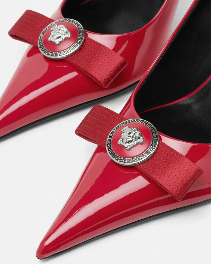Gianni Ribbon Patent Pumps 85 Mm Red Women Versace Pumps and Slingbacks